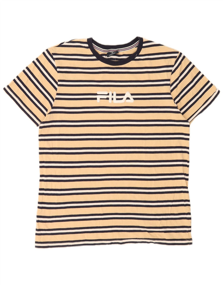 T-shirt grafica da uomo Fila Top in cotone a righe gialle medie