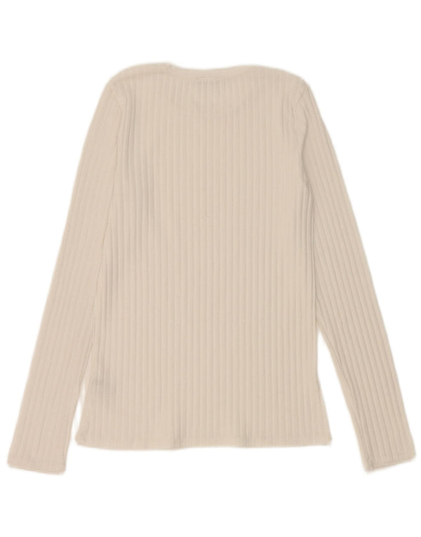 Top Zara da donna a maniche lunghe UK 12 poliestere bianco medio
