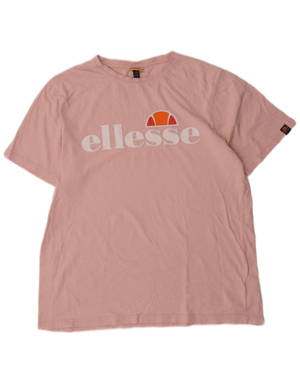 ELLESSE T-shirt grafica da donna Top UK 14 Large Rosa Cotone