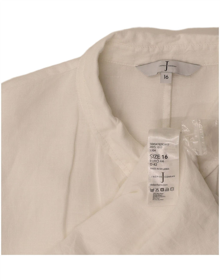 JASPER CONRAN Camicetta da donna a maniche corte a maniche lunghe UK 16 Large Bianca