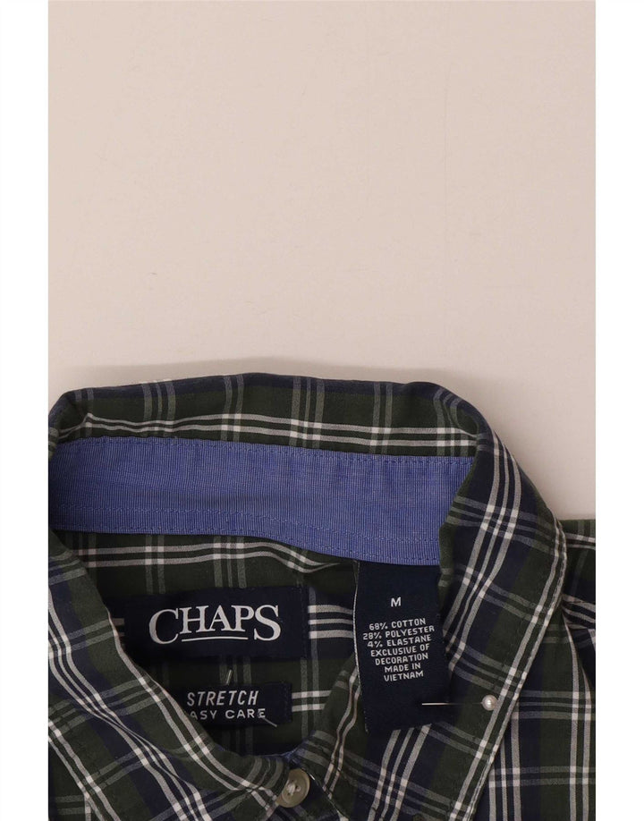 Chaps Camicia da uomo Easy Care in cotone a quadri verde medio