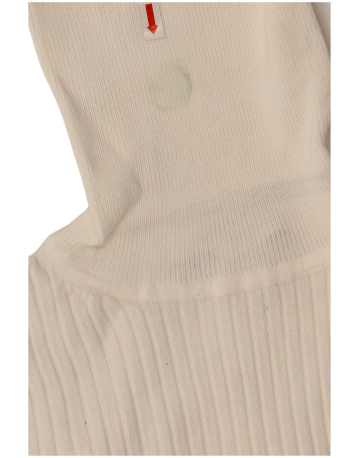 ZARA Maglione Corto da Donna con Collo Alto UK 10 Piccolo Viscosa Bianca