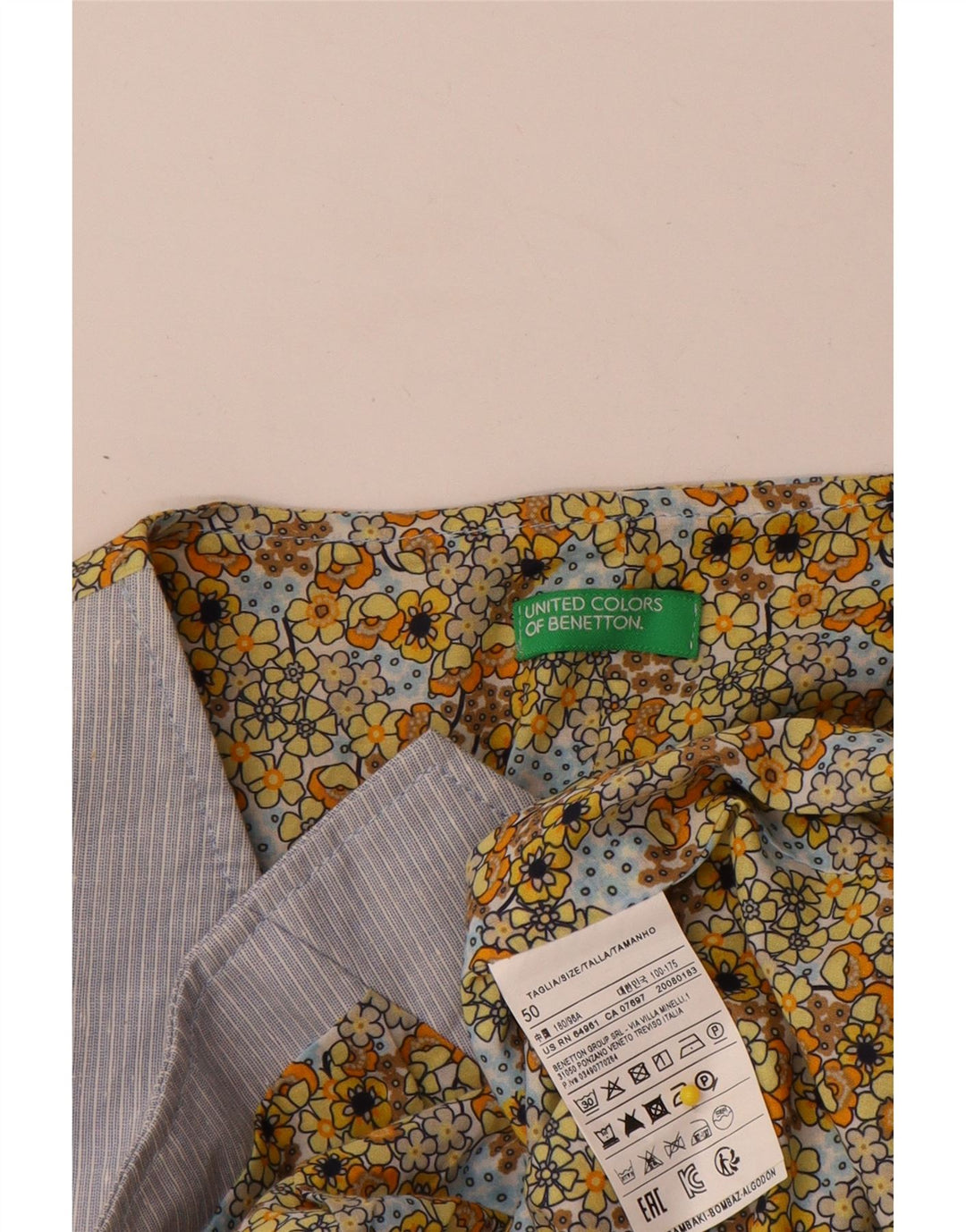 Gilet Uomo Benetton Taglia 50 Large Cotone Rigato Blu