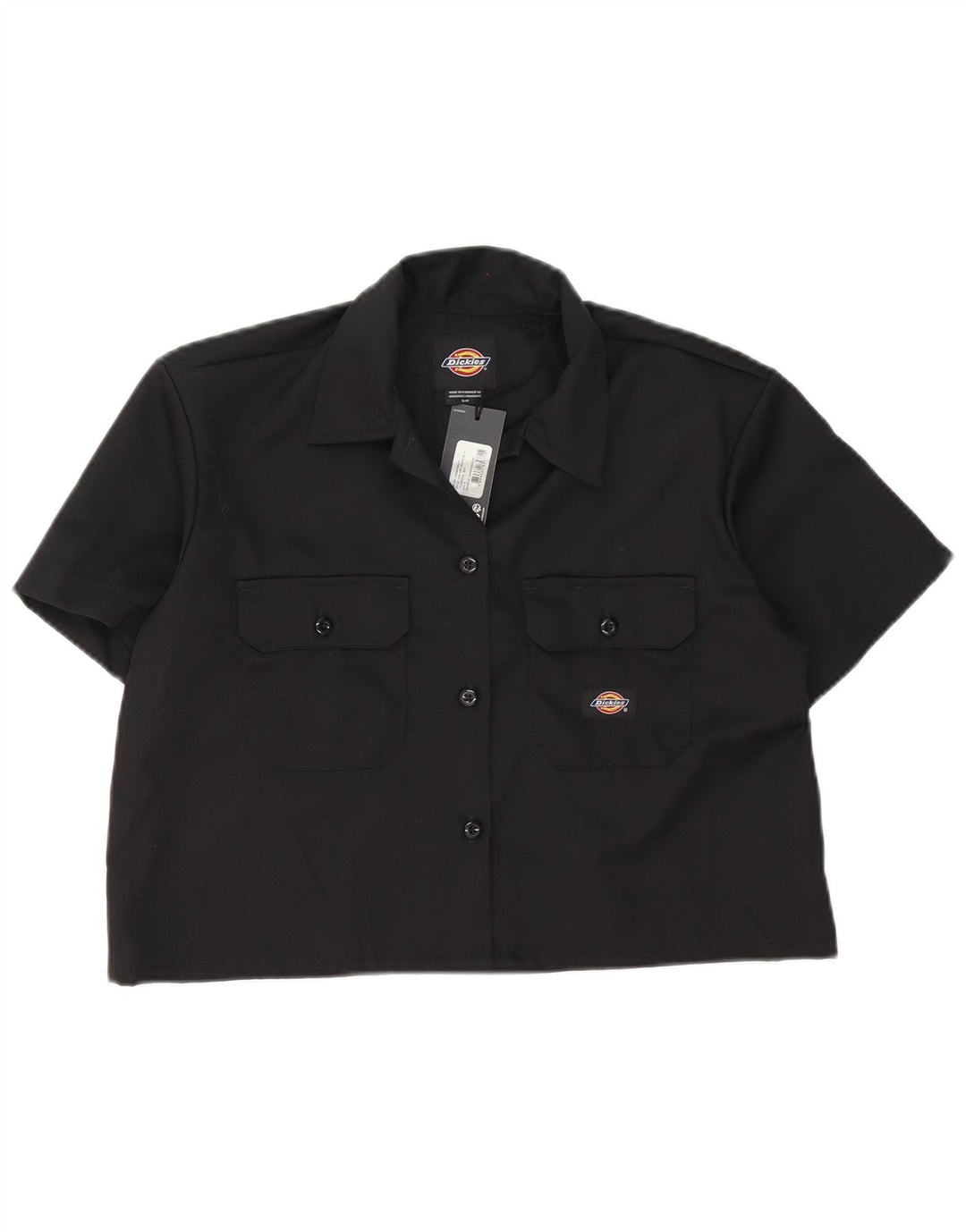 Dickies Camicia a maniche corte corta oversize da donna UK 10 piccola in cotone nero