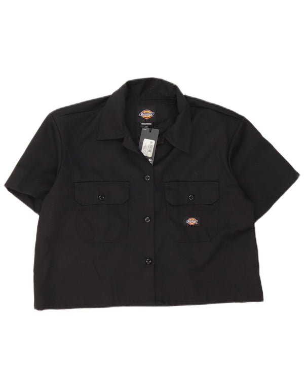 Dickies Camicia a maniche corte corta oversize da donna UK 10 piccola in cotone nero