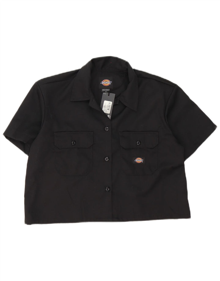 Dickies Camicia a maniche corte corta oversize da donna UK 10 piccola in cotone nero