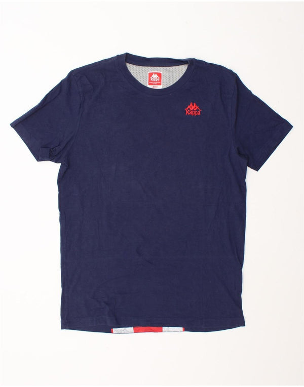 T-shirt grafica da uomo Kappa Top Large in cotone color block blu navy