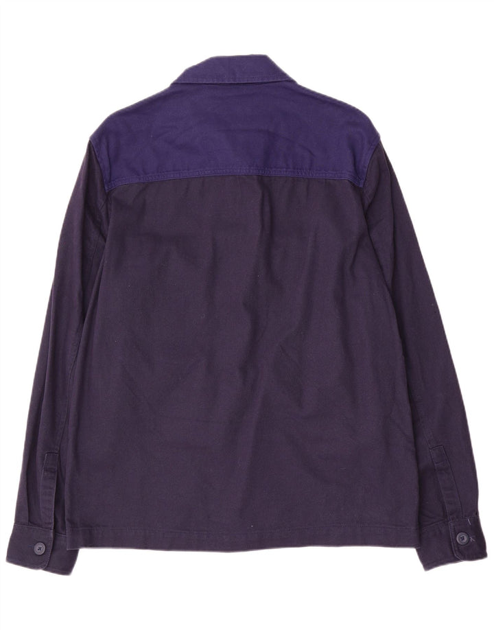 Camicia overshirt da uomo Zara in cotone color block medio blu navy