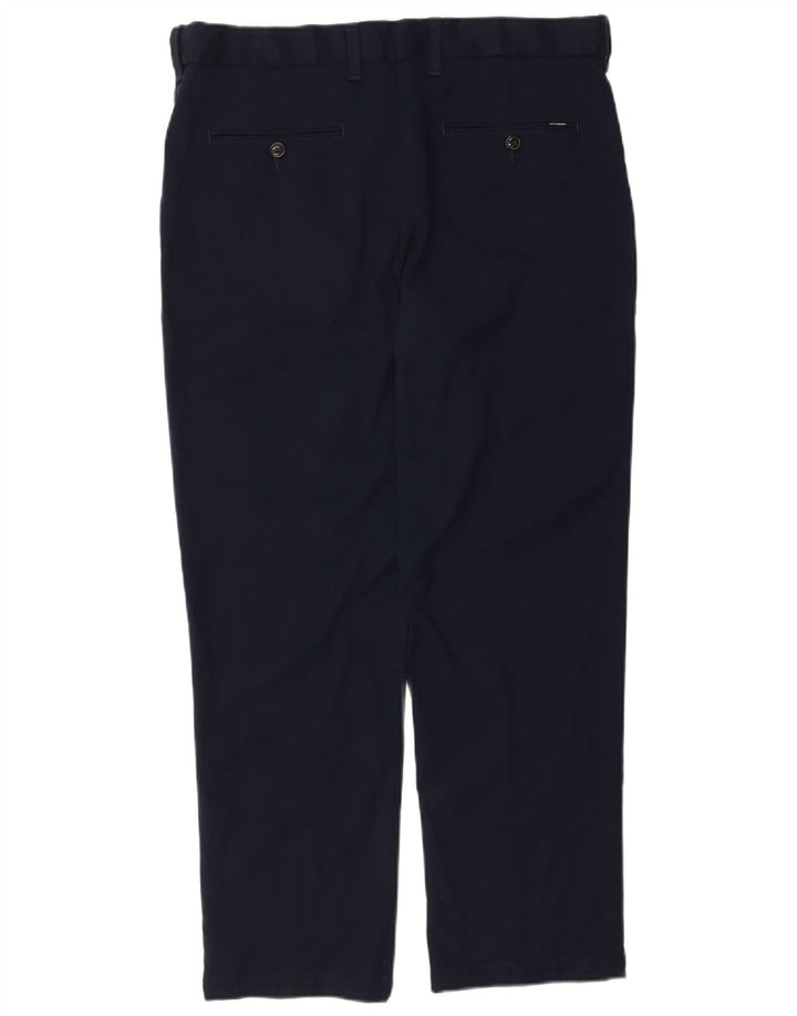 Pantaloni da abito dritti da uomo Marks & Spencer W36 L27 poliestere blu navy