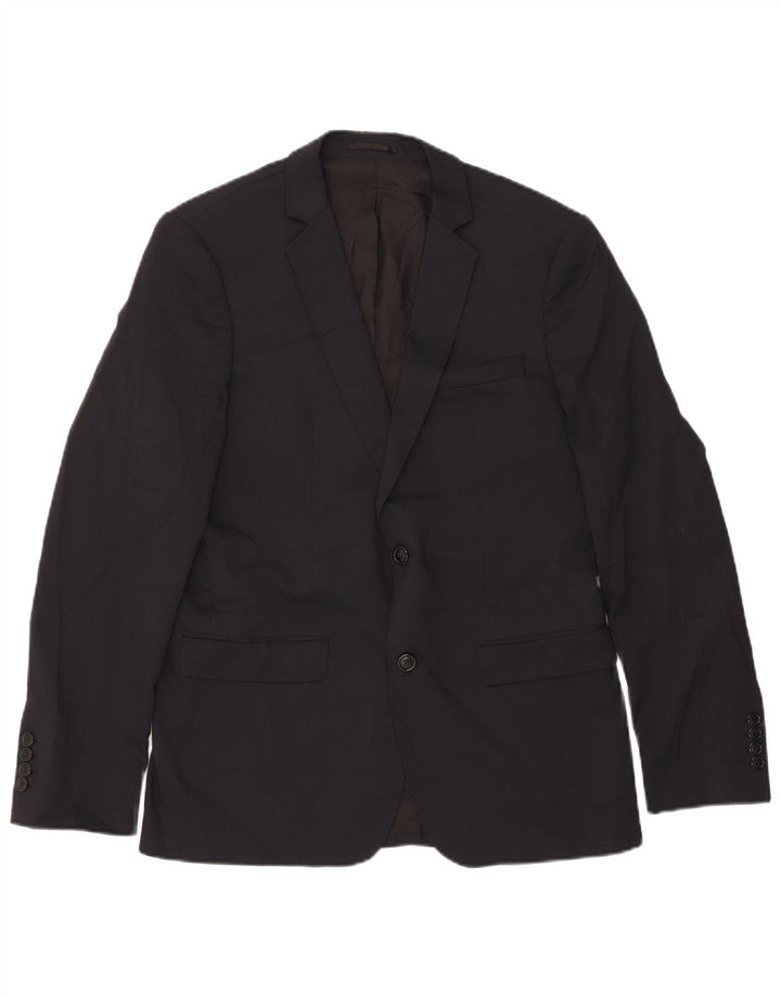 Giacca blazer da uomo a 2 bottoni Zara EU 50 medio blu navy in poliestere