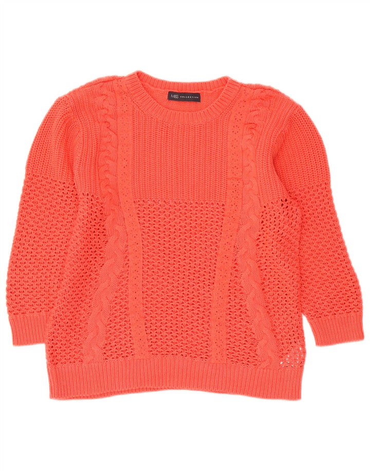 Maglione maglione girocollo da donna Marks & Spencer UK 12 arancione medio