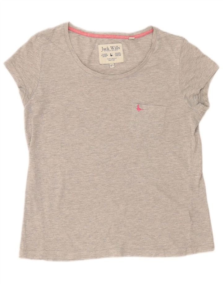 T-shirt da donna Jack Wills Top UK 12 Cotone screziato grigio medio