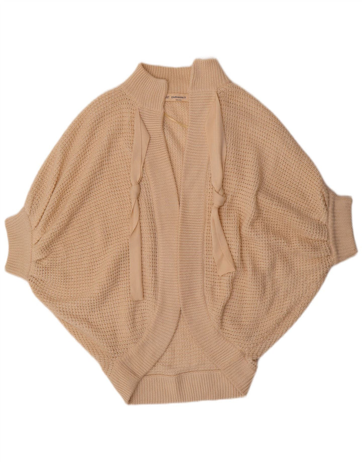 Maglione cardigan aperto oversize a maniche corte da donna Zara UK 14 Beige medio