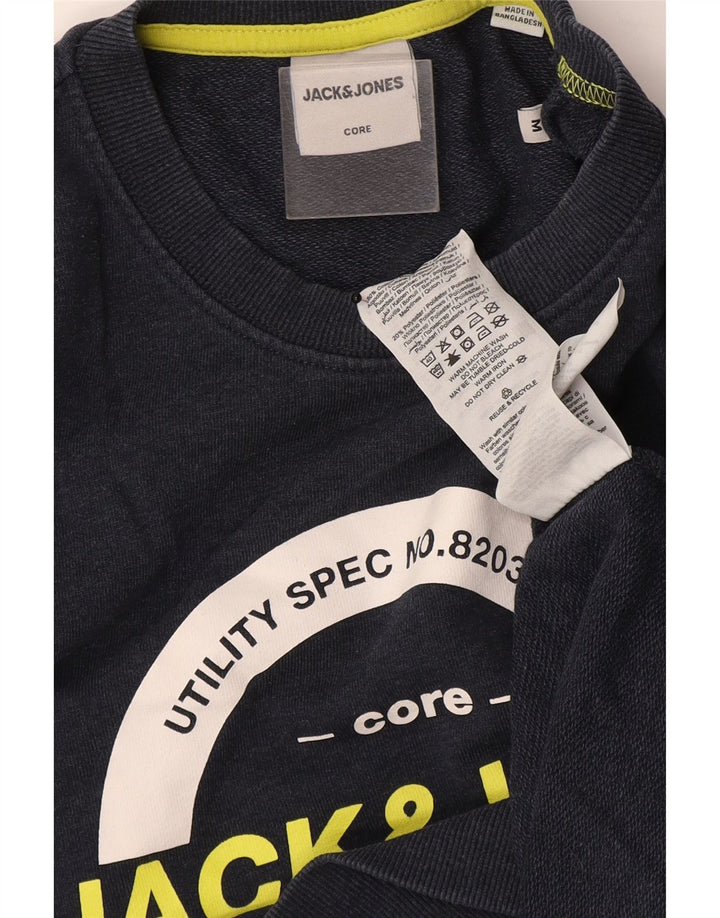 Jack & Jones Felpa con grafica da uomo Maglione medio in cotone blu navy