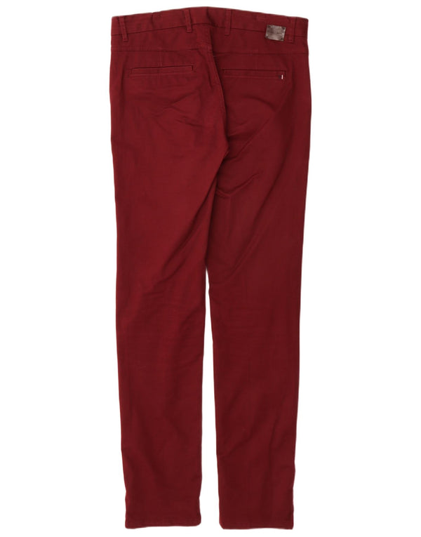 Zara Mens Slim Chino Trousers EU 42 Large W32 L34 Burgundy Cotton
