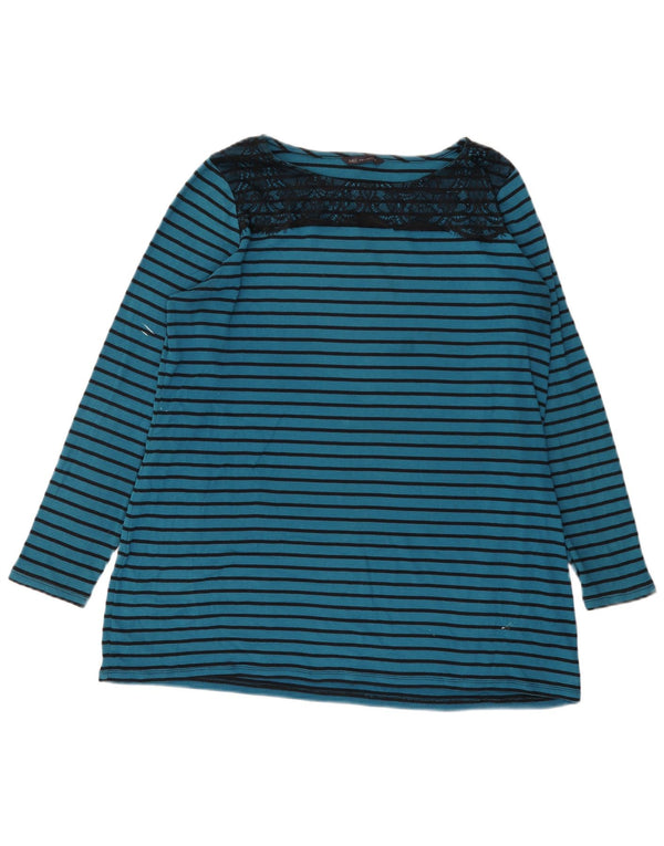 Marks & Spencer Top da donna a maniche lunghe UK 20 2XL Cotone a righe blu