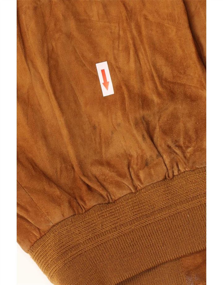 Giubbotto bomber vintage in pelle scamosciata da uomo IT 54 2XL Pelle beige