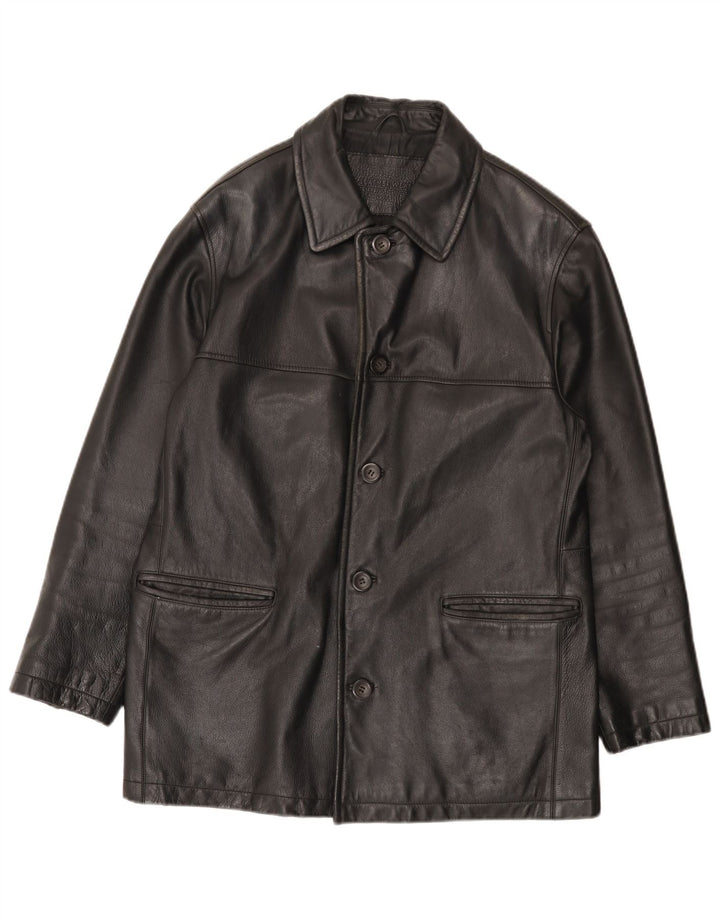 Giacca in pelle vintage da uomo UK 40 grande in pelle nera