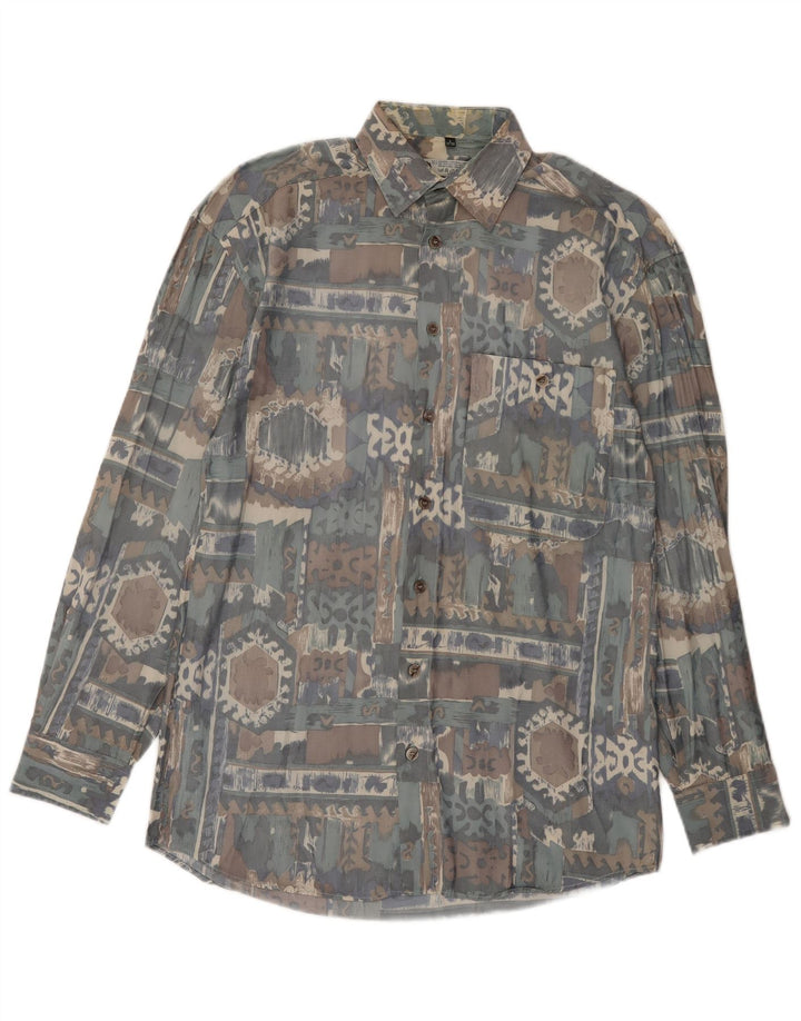 C&A Camicia da uomo con motivo astratto taglia 37/38 piccola in viscosa multicolore