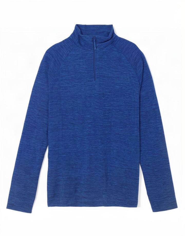 Maglione in pile da uomo con zip e collo Mountain Warehouse blu medio screziato