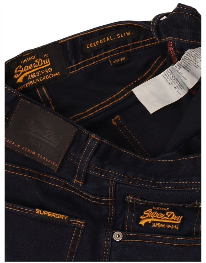 Jeans slim corporali da uomo SUPERDRY W32 L34 cotone blu navy