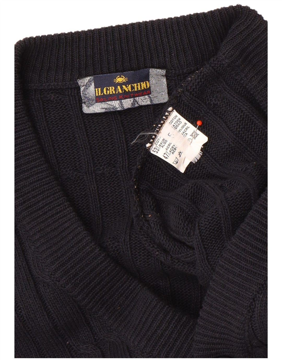Maglione cardigan da uomo Il Granchio grande in cotone blu navy