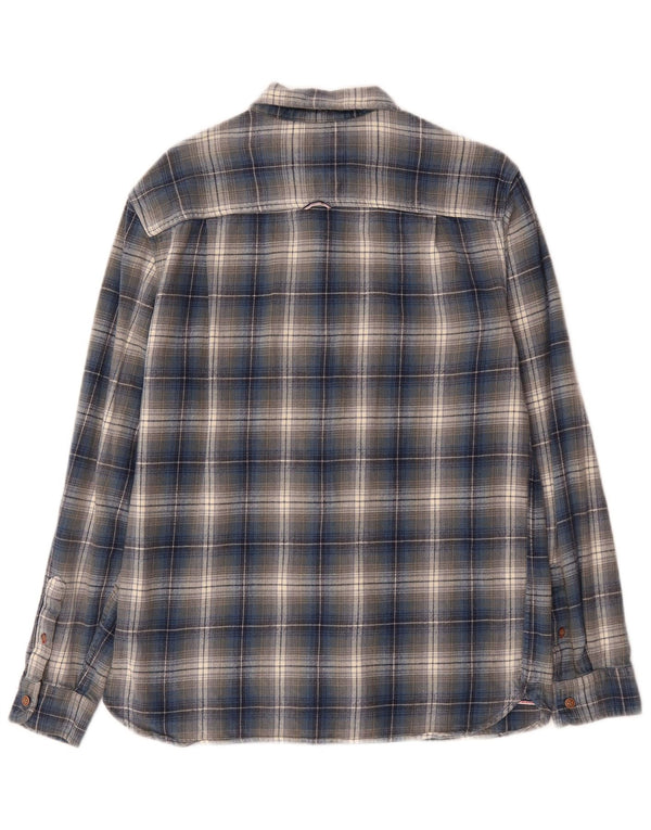 Camicia da uomo in flanella dal taglio classico di White Stuff, in cotone scozzese blu medio