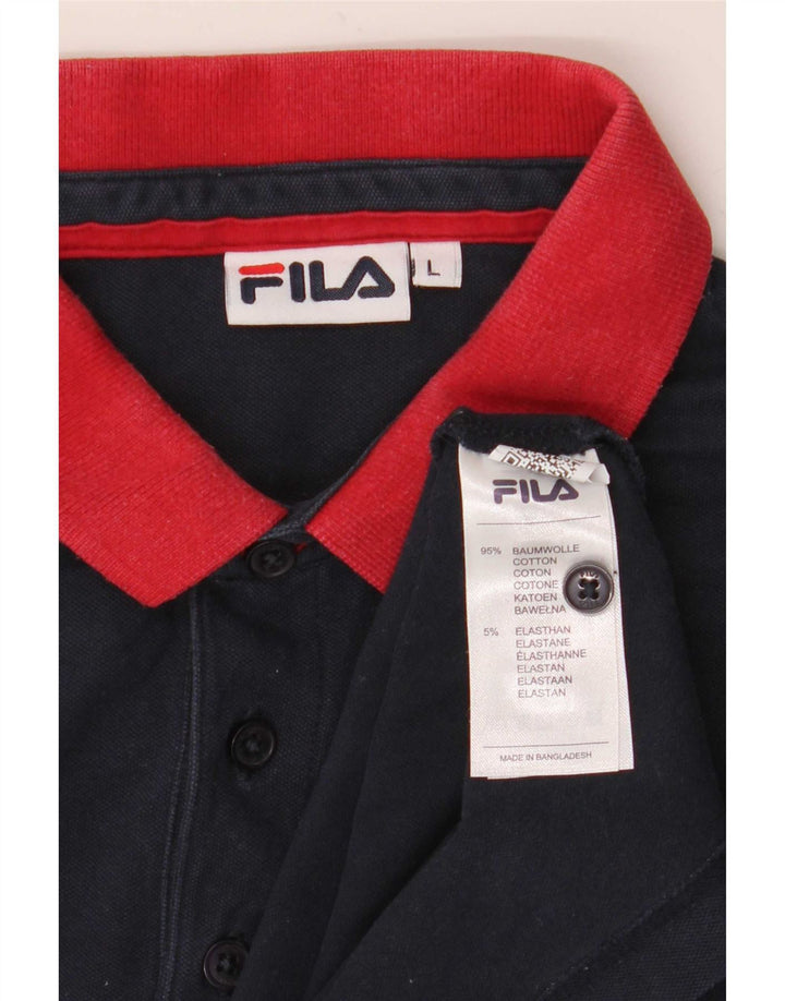 Polo da uomo Fila Large in cotone color block blu navy
