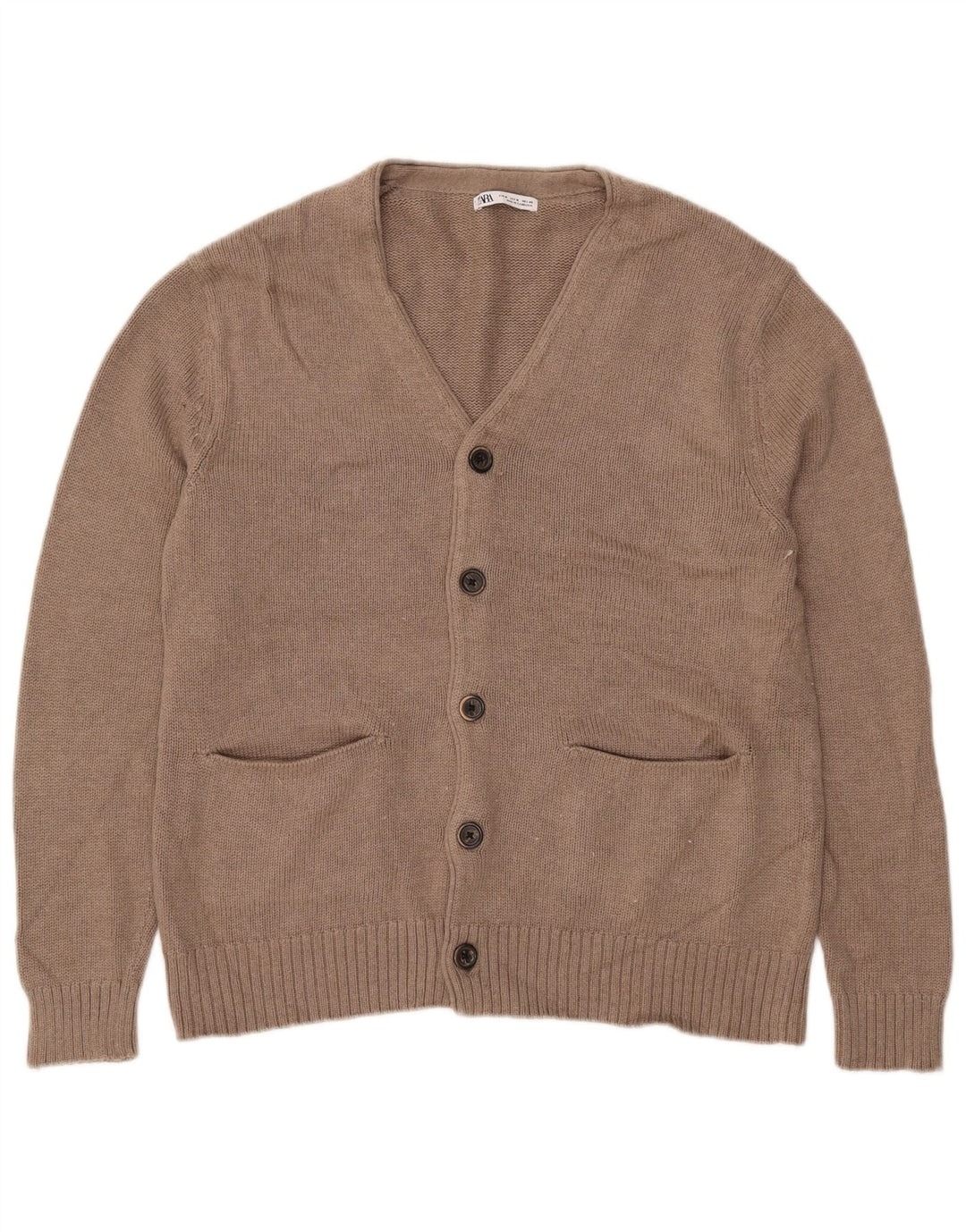 Maglione cardigan da uomo Zara in cotone beige medio