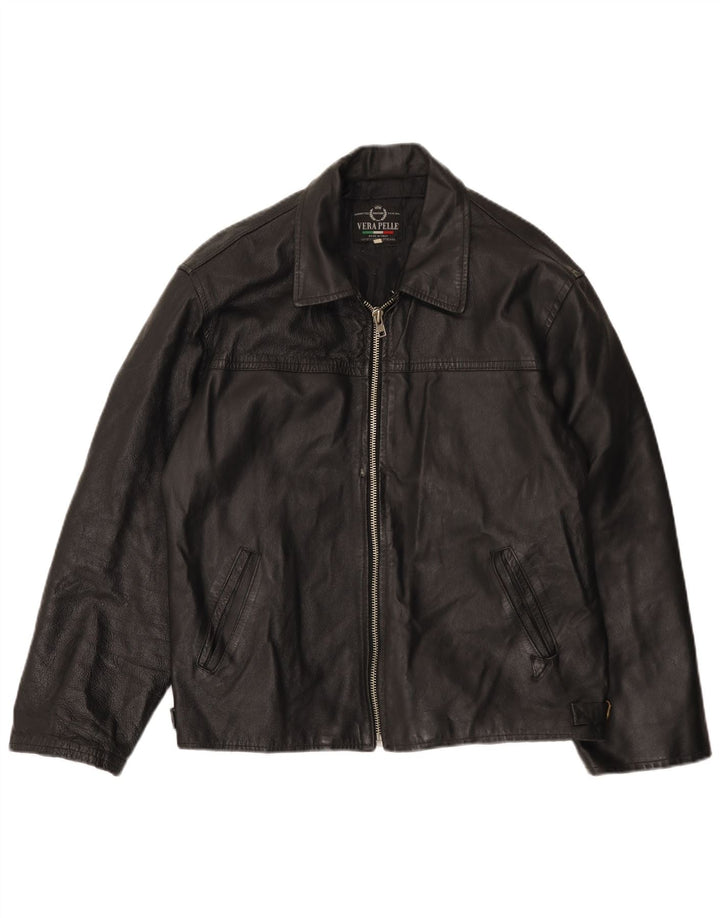 Giacca in pelle vintage da uomo UK 40 grande in pelle nera