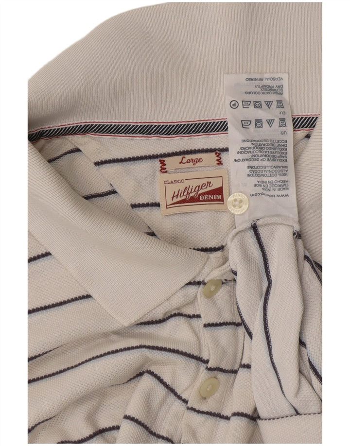 TOMMY HILFIGER Polo classica da uomo in cotone a righe bianche grandi