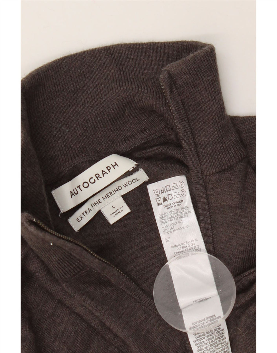 Marks & Spencer Maglione da uomo con collo con zip autografo grande marrone