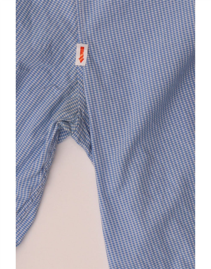 CALVIN KLEIN Mens Fitted Shirt Size 40 15 3/4 Medium Blue Gingham Cotton