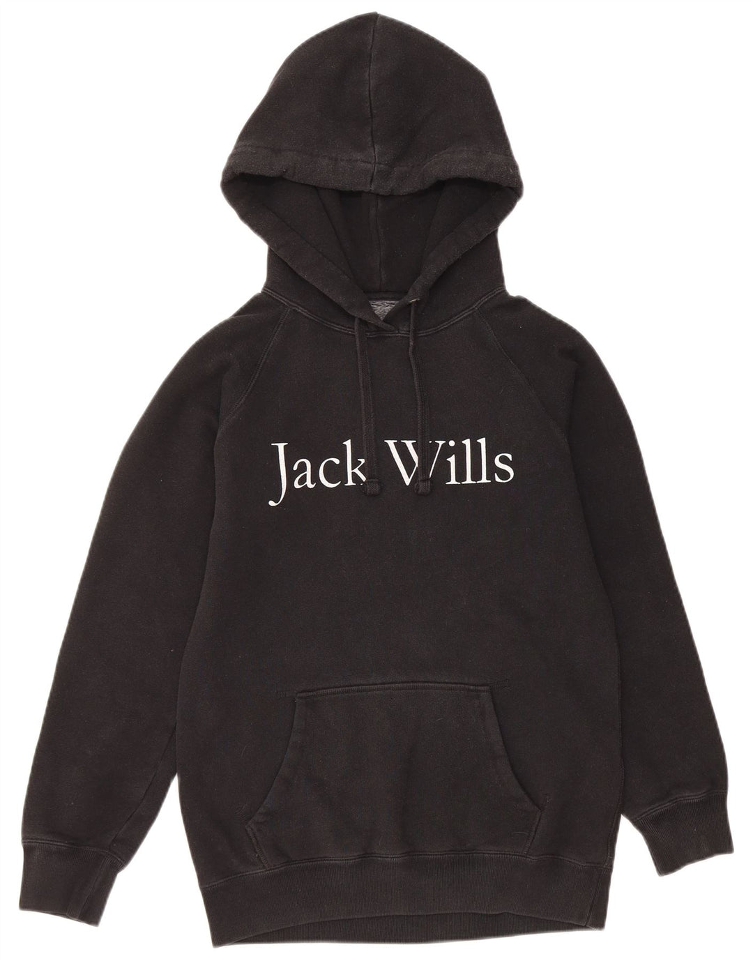 JACK WILLS Felpa con cappuccio grafica oversize da donna UK 6 XS Cotone nero
