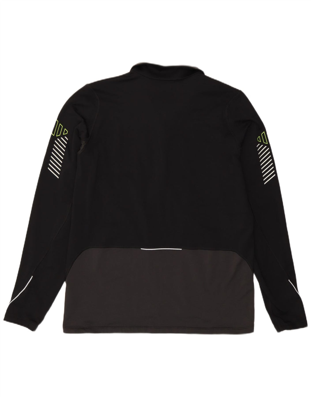 Asics Uomo Zip Neck Pullover Tuta Top Large Nero Colourblock