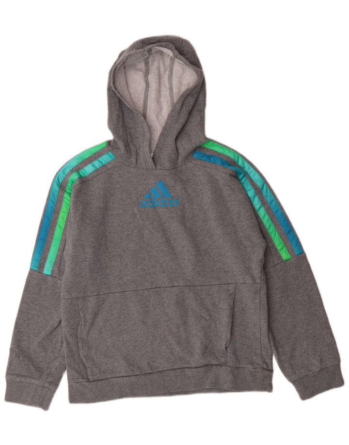 Felpa con cappuccio grafica ADIDAS per ragazzi 14-15 anni, grande, cotone grigio