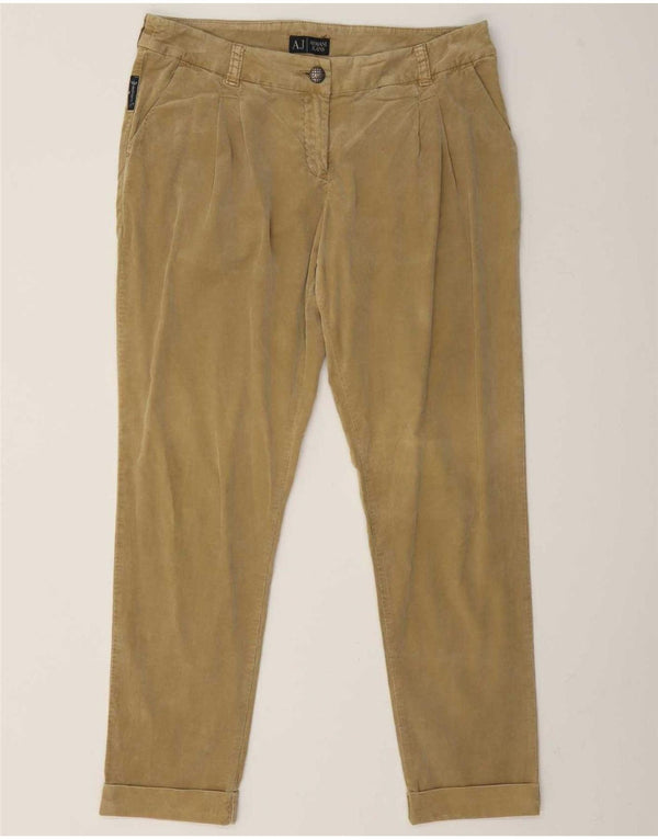 Armani Pantaloni dritti in velluto a coste da donna EU 42 Large W32 L27 Beige