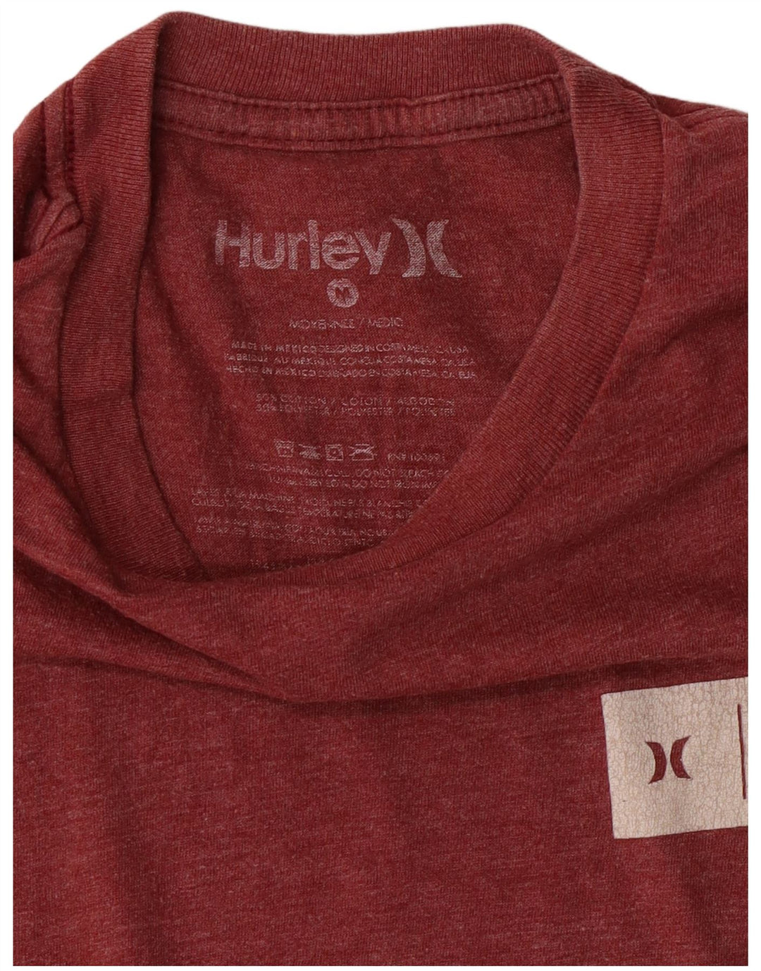 T-shirt da uomo Hurley in cotone bordeaux medio
