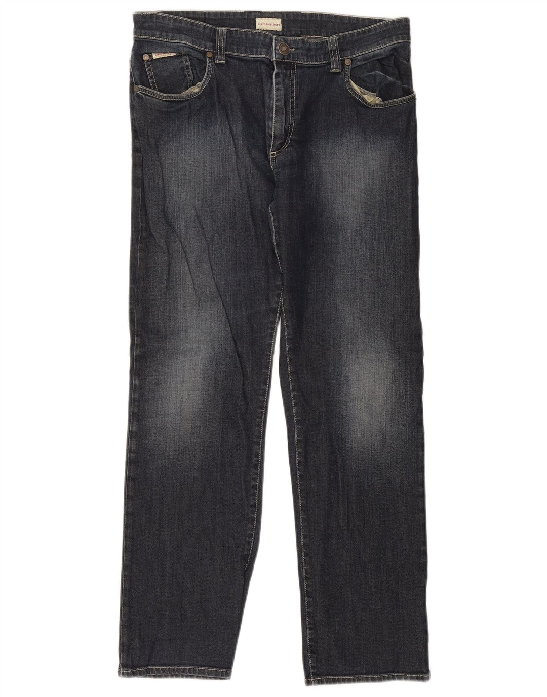Jeans dritti da uomo Calvin Klein W34 L30 cotone blu navy