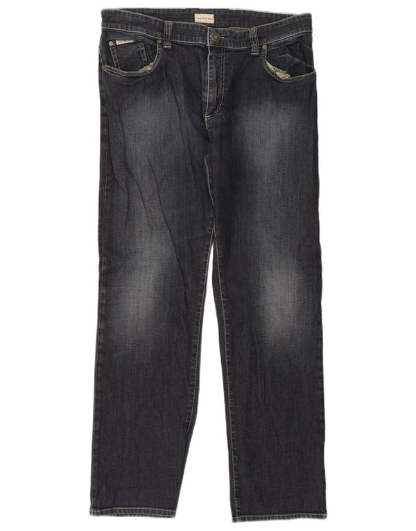 Jeans dritti da uomo Calvin Klein W34 L30 cotone blu navy