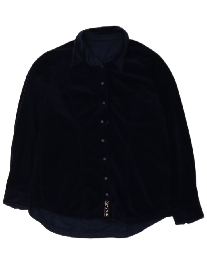 Camicia oversize in velluto oversize da donna Paramo UK 10 piccola blu navy