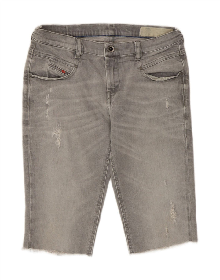 Pantaloncini di jeans invecchiati Belthy da donna Diesel W27 piccoli in cotone grigio