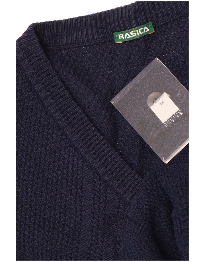 Maglione cardigan da uomo Rasica XL in cotone blu navy