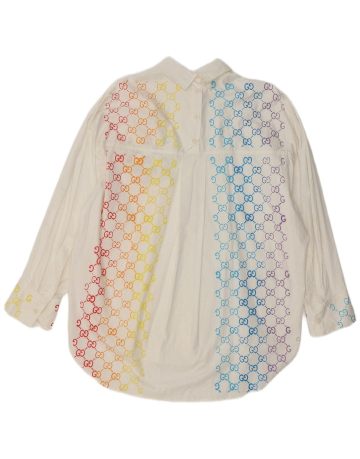 Camicia oversize da donna Zara UK 14 Cotone geometrico bianco medio