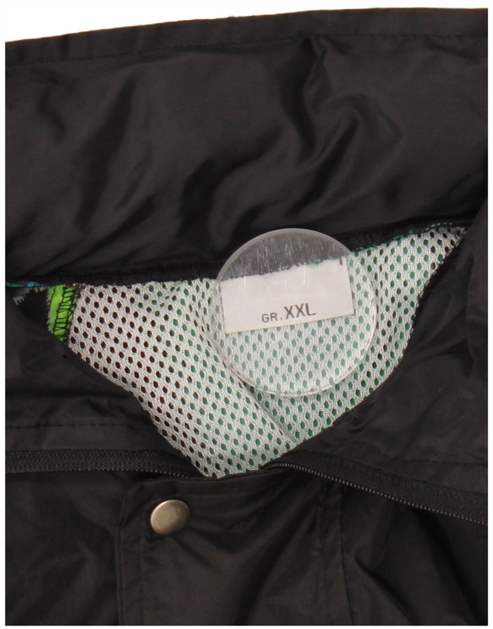 Giacca antipioggia con cappuccio da uomo VINTAGE UK 44 2XL Nero geometrico