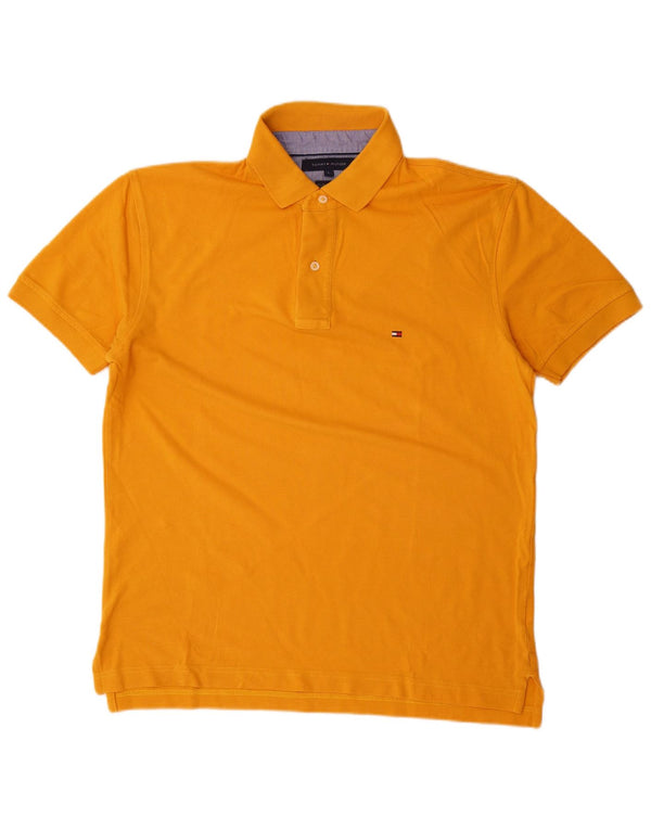 Polo da uomo Tommy Hilfiger grande in cotone giallo