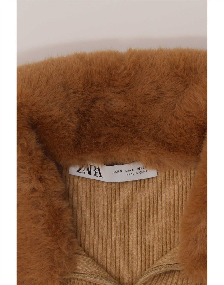 Top corto da donna Zara a maniche lunghe UK 8 Small Beige