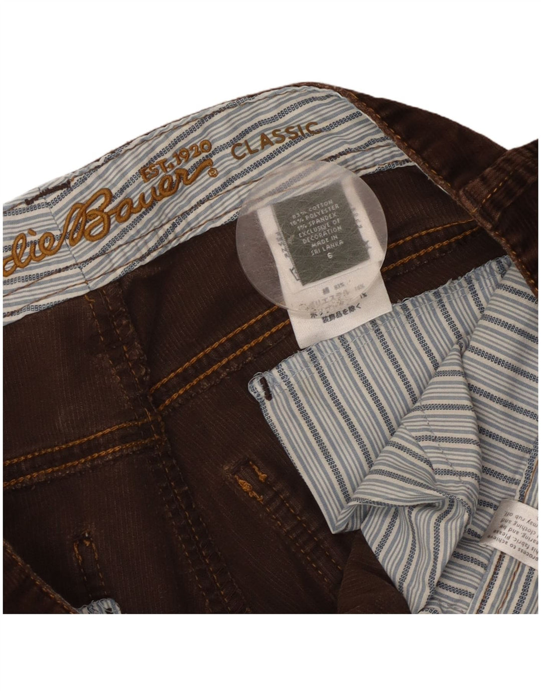 Pantaloni classici da donna in velluto a coste Eddie Bauer US 6 Medium W32 L23 Marrone