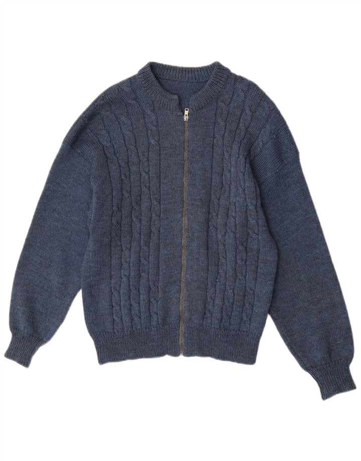 Maglione cardigan da donna vintage UK 16 grande blu navy