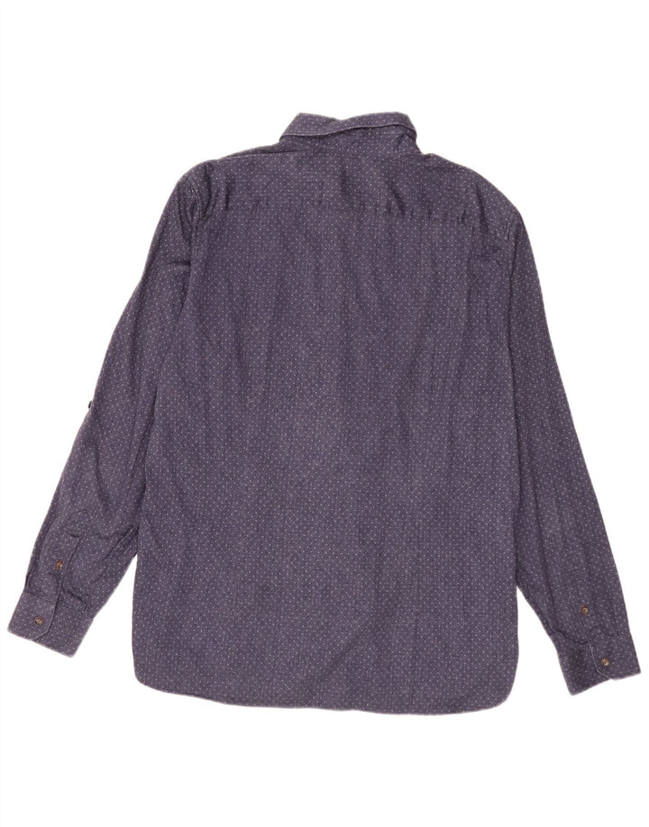 Camicia da uomo Ted Baker taglia 6 2XL cotone maculato blu navy